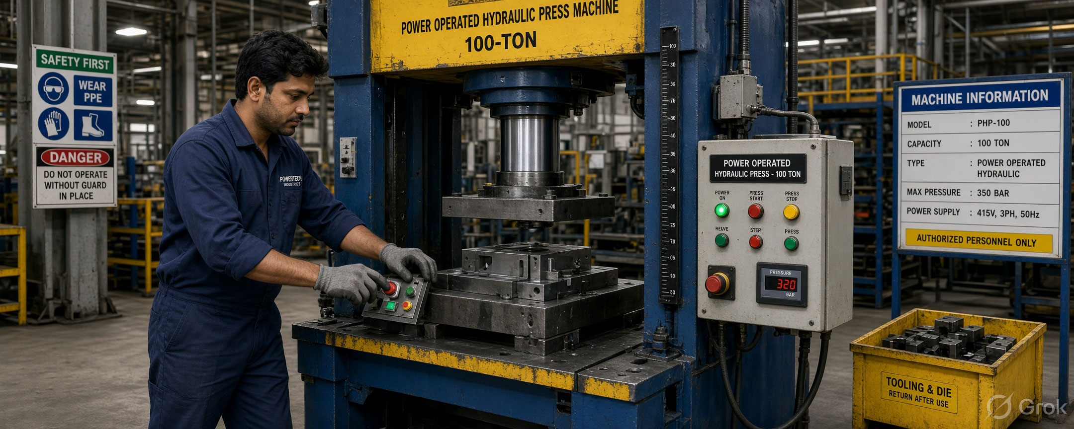 100-Ton Hydraulic Press Machine: Controlled Force for Heavy Workshop Jobs